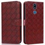 For LG Stylo 5 Embossed Big Small Concentric Squares Pattern Horizontal Flip Leather Case with Card Slot & Holder & Wallet(Brown)