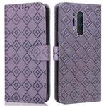 For OnePlus Nord CE 5G Embossed Big Small Concentric Squares Pattern Horizontal Flip Leather Case with Card Slot & Holder & Wallet(Purple)