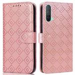 For OnePlus Nord CE 5G Embossed Big Small Concentric Squares Pattern Horizontal Flip Leather Case with Card Slot & Holder & Wallet(Pink)