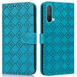 For OnePlus Nord CE 5G Embossed Big Small Concentric Squares Pattern Horizontal Flip Leather Case with Card Slot & Holder & Wallet(Blue)