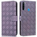 For Xiaomi Redmi Note 8 2021 / Note 8 Embossed Big Small Concentric Squares Pattern Horizontal Flip Leather Case with Card Slot & Holder & Wallet(Purple)