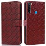 For Xiaomi Redmi Note 8T Embossed Big Small Concentric Squares Pattern Horizontal Flip Leather Case with Card Slot & Holder & Wallet(Brown)