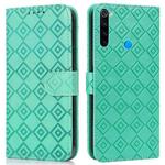 For Xiaomi Redmi Note 8T Embossed Big Small Concentric Squares Pattern Horizontal Flip Leather Case with Card Slot & Holder & Wallet(Green)