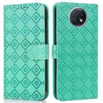 For Xiaomi Redmi Note 9 5G / Note 9T Embossed Big Small Concentric Squares Pattern Horizontal Flip Leather Case with Card Slot & Holder & Wallet(Green)