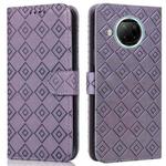 For Xiaomi Redmi Note 9 Pro 5G / Mi 10i Embossed Big Small Concentric Squares Pattern Horizontal Flip Leather Case with Card Slot & Holder & Wallet(Purple)