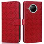 For Xiaomi Redmi Note 9 Pro 5G / Mi 10i Embossed Big Small Concentric Squares Pattern Horizontal Flip Leather Case with Card Slot & Holder & Wallet(Red)