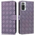 For Xiaomi Redmi Note 10 Pro/10 Pro Max Embossed Big Small Concentric Squares Pattern Horizontal Flip Leather Case with Card Slot & Holder & Wallet(Purple)