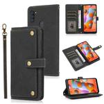For Samsung Galaxy A11 PU + TPU Horizontal Flip Leather Case with Holder & Card Slot & Wallet & Lanyard(Black)