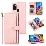 For Samsung Galaxy A21s PU + TPU Horizontal Flip Leather Case with Holder & Card Slot & Wallet & Lanyard(Pink)