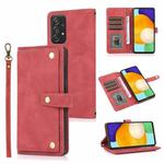 For Samsung Galaxy A52 5G / 4G PU + TPU Horizontal Flip Leather Case with Holder & Card Slot & Wallet & Lanyard(Wine Red)