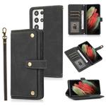 For Samsung Galaxy S21 Ultra 5G PU + TPU Horizontal Flip Leather Case with Holder & Card Slot & Wallet & Lanyard(Black)