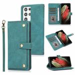 For Samsung Galaxy S21 Ultra 5G PU + TPU Horizontal Flip Leather Case with Holder & Card Slot & Wallet & Lanyard(Lake Blue)