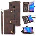 For Huawei P20 Lite PU + TPU Horizontal Flip Leather Case with Holder & Card Slot & Wallet & Lanyard(Brown)