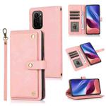 For Xiaomi Redmi K40 PU + TPU Horizontal Flip Leather Case with Holder & Card Slot & Wallet & Lanyard(Pink)