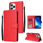 For iPhone 13 mini Multifunctional Horizontal Flip Leather Case, with Three Card Slot & Holder & Photo Frame & Lanyard (Red)