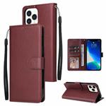For iPhone 13 Multifunctional Horizontal Flip Leather Case, with Three Card Slot & Holder & Photo Frame & Lanyard(Red Wine)