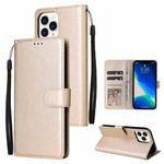 For iPhone 13 Multifunctional Horizontal Flip Leather Case, with Three Card Slot & Holder & Photo Frame & Lanyard(Tyrant Gold)