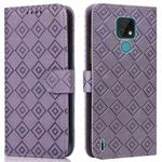 For Motorola Moto E7 2020 Embossed Big Small Concentric Squares Pattern Horizontal Flip Leather Case with Card Slot & Holder & Wallet(Purple)