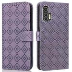 For Motorola Edge+ Embossed Big Small Concentric Squares Pattern Horizontal Flip Leather Case with Card Slot & Holder & Wallet(Purple)