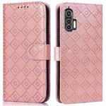 For Motorola Edge+ Embossed Big Small Concentric Squares Pattern Horizontal Flip Leather Case with Card Slot & Holder & Wallet(Pink)