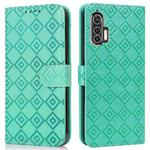 For Motorola Edge+ Embossed Big Small Concentric Squares Pattern Horizontal Flip Leather Case with Card Slot & Holder & Wallet(Green)