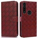 For Motorola Moto G8 Power/G8 Power US Version Embossed Big Small Concentric Squares Pattern Horizontal Flip Leather Case with Card Slot & Holder & Wallet(Brown)