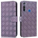 For Motorola Moto G8 / G Fast Embossed Big Small Concentric Squares Pattern Horizontal Flip Leather Case with Card Slot & Holder & Wallet(Purple)