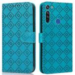 For Motorola Moto G8 / G Fast Embossed Big Small Concentric Squares Pattern Horizontal Flip Leather Case with Card Slot & Holder & Wallet(Blue)