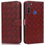 For Motorola Moto G8 / G Fast Embossed Big Small Concentric Squares Pattern Horizontal Flip Leather Case with Card Slot & Holder & Wallet(Brown)