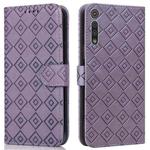 For Motorola Moto G8 Play / One Macro Embossed Big Small Concentric Squares Pattern Horizontal Flip Leather Case with Card Slot & Holder & Wallet(Purple)