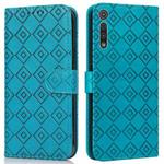 For Motorola Moto G8 Play / One Macro Embossed Big Small Concentric Squares Pattern Horizontal Flip Leather Case with Card Slot & Holder & Wallet(Blue)