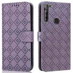 For Motorola Moto G8 Power EU Version Embossed Big Small Concentric Squares Pattern Horizontal Flip Leather Case with Card Slot & Holder & Wallet(Purple)