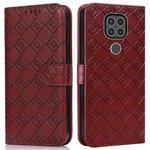 For Motorola Moto G9 / G9 Play / E7 Plus Embossed Big Small Concentric Squares Pattern Horizontal Flip Leather Case with Card Slot & Holder & Wallet(Brown)
