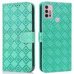 For Motorola Moto G10 / G20 / G30 Embossed Big Small Concentric Squares Pattern Horizontal Flip Leather Case with Card Slot & Holder & Wallet(Green)