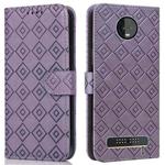 For Motorola Moto Z3 / Z3 Play Embossed Big Small Concentric Squares Pattern Horizontal Flip Leather Case with Card Slot & Holder & Wallet(Purple)