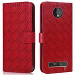 For Motorola Moto Z3 / Z3 Play Embossed Big Small Concentric Squares Pattern Horizontal Flip Leather Case with Card Slot & Holder & Wallet(Red)