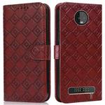 For Motorola Moto Z3 / Z3 Play Embossed Big Small Concentric Squares Pattern Horizontal Flip Leather Case with Card Slot & Holder & Wallet(Brown)