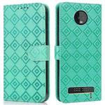 For Motorola Moto Z3 / Z3 Play Embossed Big Small Concentric Squares Pattern Horizontal Flip Leather Case with Card Slot & Holder & Wallet(Green)