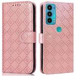 For Motorola Edge 20 Embossed Big Small Concentric Squares Pattern Horizontal Flip Leather Case with Card Slot & Holder & Wallet(Pink)