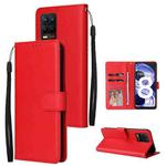 For OPPO Realme 8 / 8 Pro 4G Multifunctional Horizontal Flip Leather Case, with Three Card Slot & Holder & Photo Frame & Lanyard(Red)