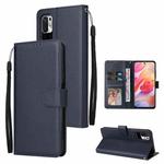 For Xiaomi Redmi Note 10 5G Multifunctional Horizontal Flip Leather Case, with Three Card Slot & Holder & Photo Frame & Lanyard(Navy)