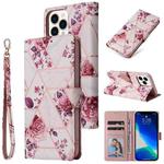 For iPhone 13 Pro Marble Bronzing Stitching Horizontal Flip PU Leather Case with Holder & Card Slots & Wallet & Photo Frame (Rose Gold)