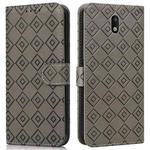 For Nokia 1.3 Embossed Big Small Concentric Squares Pattern Horizontal Flip Leather Case with Card Slot & Holder & Wallet(Grey)