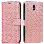 For Nokia 1.3 Embossed Big Small Concentric Squares Pattern Horizontal Flip Leather Case with Card Slot & Holder & Wallet(Pink)