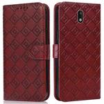 For Nokia 1.3 Embossed Big Small Concentric Squares Pattern Horizontal Flip Leather Case with Card Slot & Holder & Wallet(Brown)