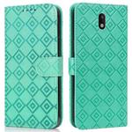 For Nokia 1.3 Embossed Big Small Concentric Squares Pattern Horizontal Flip Leather Case with Card Slot & Holder & Wallet(Green)