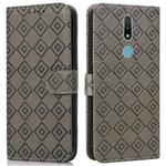 For Nokia 2.4 Embossed Big Small Concentric Squares Pattern Horizontal Flip Leather Case with Card Slot & Holder & Wallet(Grey)