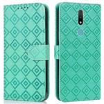 For Nokia 2.4 Embossed Big Small Concentric Squares Pattern Horizontal Flip Leather Case with Card Slot & Holder & Wallet(Green)