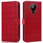 For Nokia 5.3 Embossed Big Small Concentric Squares Pattern Horizontal Flip Leather Case with Card Slot & Holder & Wallet(Red)