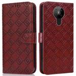 For Nokia 5.3 Embossed Big Small Concentric Squares Pattern Horizontal Flip Leather Case with Card Slot & Holder & Wallet(Brown)